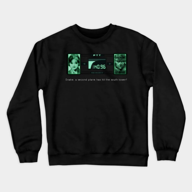 Snake, a second plane has just hit the south tower! Crewneck Sweatshirt by Popstarbowser